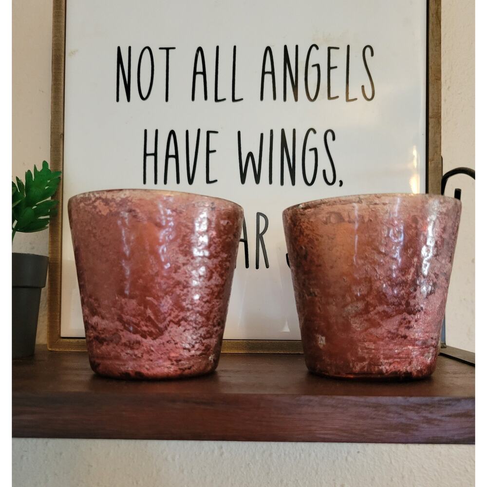 Red Glass 3" Candle Holders Set of 2